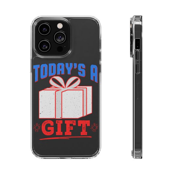 DistinctInk Clear Hybrid Case for Apple iPhone 15 Plus (6.7" Screen) - Today's A Gift - Wireless Charging Compatible