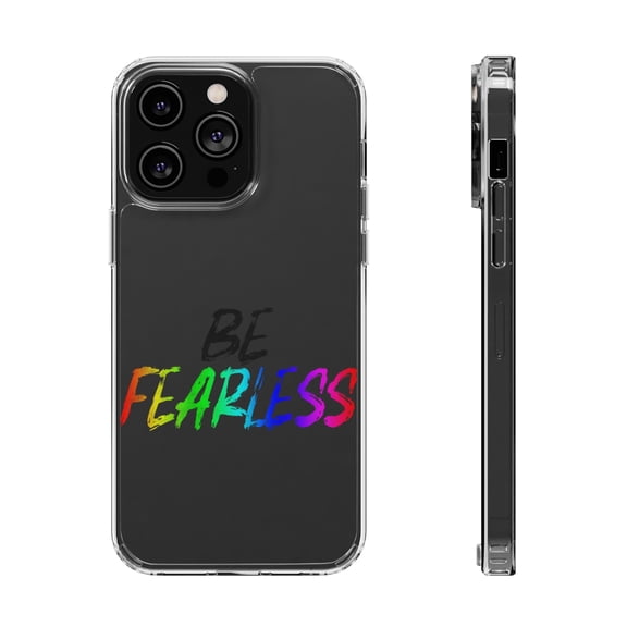 DistinctInk Clear Case for Apple iPhone 15 PRO (6.1" Screen) - Be Fearless