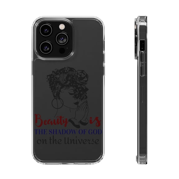 DistinctInk Clear Hybrid Case for Apple iPhone 15 Pro (6.1" Screen) - Beauty Is Shadow Of God On Universe - Shockproof Protection