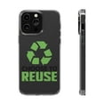 thumbnail image 1 of DistinctInk Clear Hybrid Case for Apple iPhone 15 Pro (6.1" Screen) - Choose To Reuse - Tempered Glass Back, 1 of 9