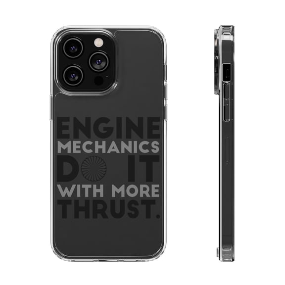 DistinctInk Clear Case for Apple iPhone 15 PRO (6.1" Screen) - Engine Mechanics Do It With More Thrust
