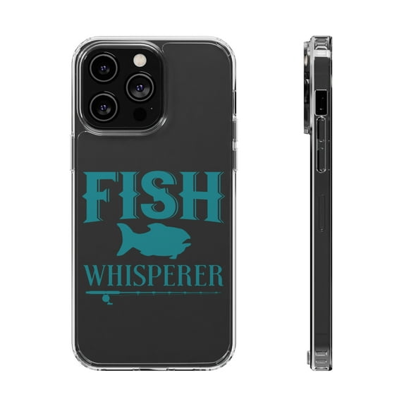 DistinctInk Clear Hybrid Case for Apple iPhone 15 Pro (6.1" Screen) - Fish Whisperer - Shockproof Protection