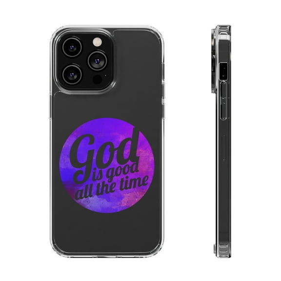 DistinctInk Clear Hybrid Case for Apple iPhone 15 Pro (6.1" Screen) - God Good All The Time - Shockproof Protection