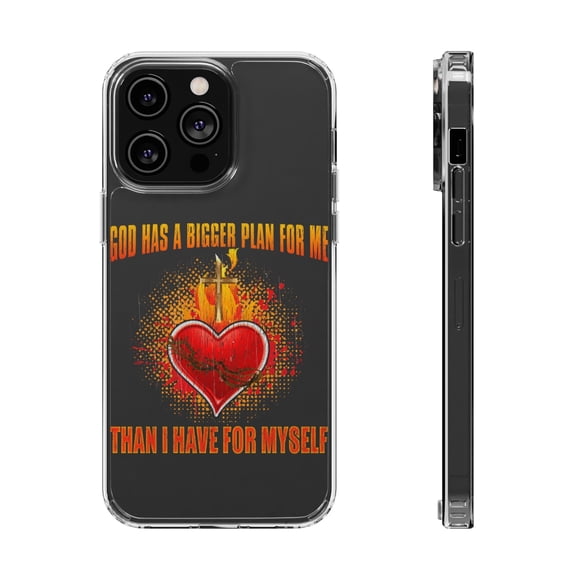 DistinctInk Clear Hybrid Case for Apple iPhone 15 Pro (6.1" Screen) - God Has Bigger Plan For Me - Slim Profile Design