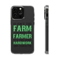 thumbnail image 1 of DistinctInk Clear Hybrid Case for Apple iPhone 15 Pro (6.1" Screen) - Hard Work & Character Make the Farmer - Tempered Glass Back, 1 of 9