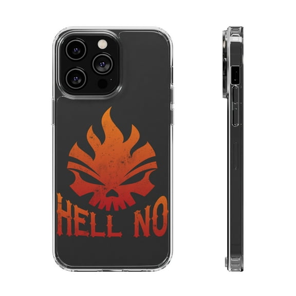 DistinctInk Clear Case for Apple iPhone 15 PRO (6.1" Screen) - Hell No Fire Skull