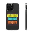 thumbnail image 1 of DistinctInk Clear Case for Apple iPhone 15 PRO (6.1" Screen) - Imagine Invent Inspire, 1 of 9