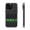 thumbnail image 1 of DistinctInk Clear Case for Apple iPhone 15 PRO (6.1" Screen) - Just Twerk It, 1 of 9