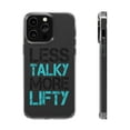 thumbnail image 1 of DistinctInk Clear Case for Apple iPhone 15 PRO (6.1" Screen) - Less Talky More Lifty, 1 of 9