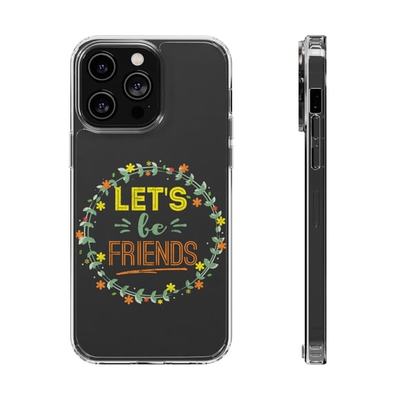 DistinctInk Clear Hybrid Case for Apple iPhone 15 Pro (6.1" Screen) - Let's Be Friends - Lightweight Grip