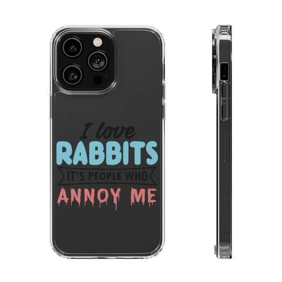 DistinctInk Clear Case for Apple iPhone 15 PRO (6.1" Screen) - Love Rabbits - People Annoy Me
