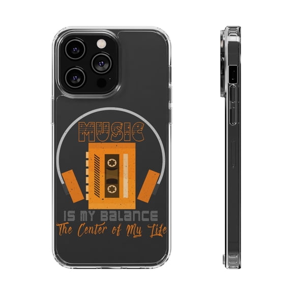 DistinctInk Clear Case for Apple iPhone 15 PRO (6.1" Screen) - Music Balance Center Life