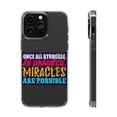 thumbnail image 1 of DistinctInk Clear Hybrid Case for Apple iPhone 15 Pro (6.1" Screen) - Once Struggle Grasped Miracles Possible - Tempered Glass Back, 1 of 9