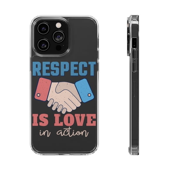 DistinctInk Clear Case for Apple iPhone 15 PRO (6.1" Screen) - Respect Is Love In Action