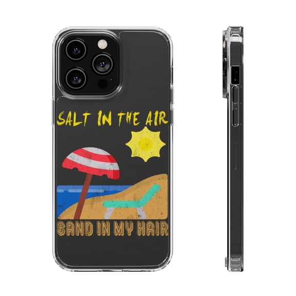 DistinctInk Clear Hybrid Case for Apple iPhone 15 Pro (6.1" Screen) - Salt In Air Sand In Hair - Lightweight Grip