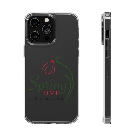 DistinctInk Clear Hybrid Case for Apple iPhone 15 Pro (6.1" Screen) - Spring Time Nature At Best - Tempered Glass Back