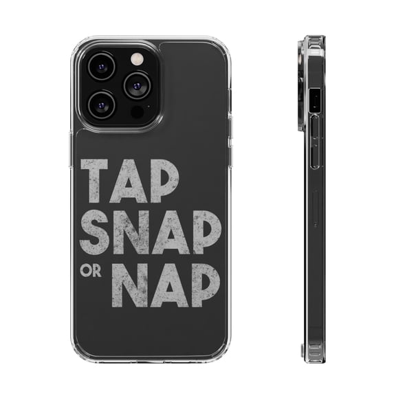 DistinctInk Clear Hybrid Case for Apple iPhone 15 Pro (6.1" Screen) - Tap Snap or Nap - Slim Profile Design