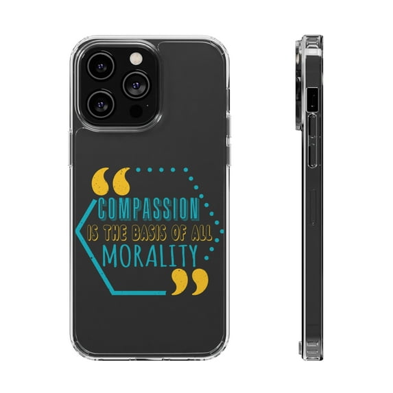 DistinctInk Clear Case for Apple iPhone 15 Pro MAX (6.7" Screen) - Compassion Basis Of Morality