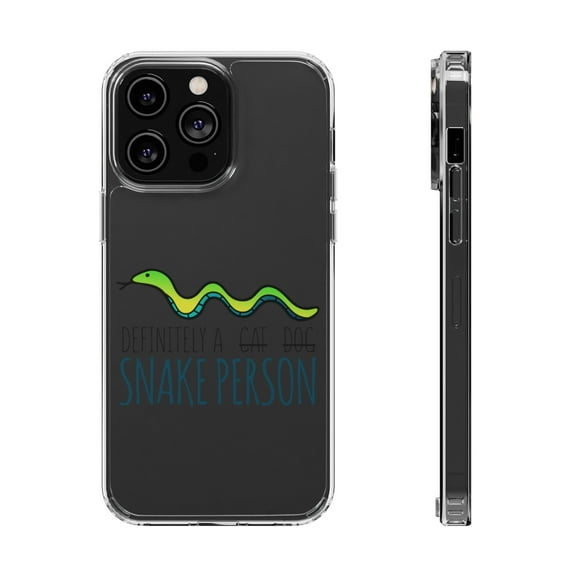 DistinctInk Clear Hybrid Case for Apple iPhone 15 Pro Max (6.7" Screen) - Definitely a Snake Person - Raised Bezel Screen Guard