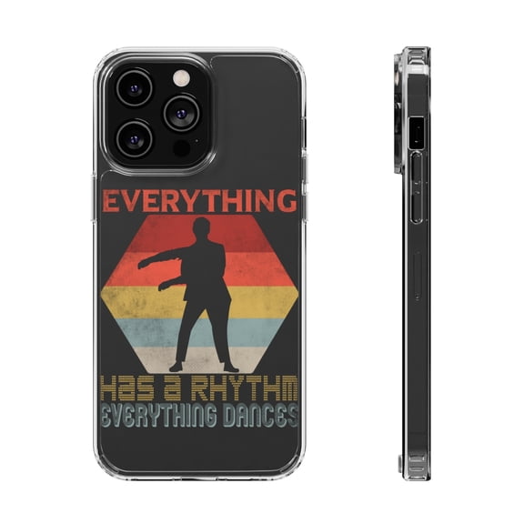 DistinctInk Clear Hybrid Case for Apple iPhone 15 Pro Max (6.7" Screen) - Everything Has a Rhythm Everything Dances - Shockproof Protection