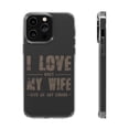 thumbnail image 1 of DistinctInk Clear Hybrid Case for Apple iPhone 15 Pro Max (6.7" Screen) - I Love When My Wife Lets Me Buy Cigars - Tempered Glass Back, 1 of 9