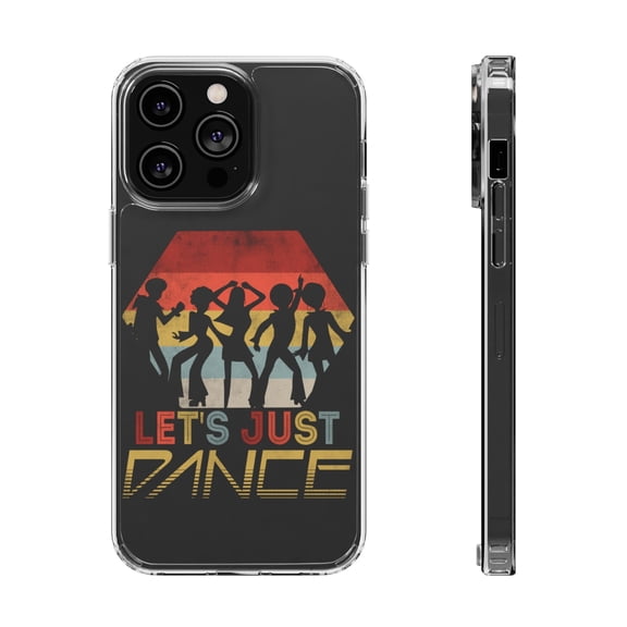 DistinctInk Clear Hybrid Case for Apple iPhone 15 Pro Max (6.7" Screen) - Let's Just Dance - Raised Bezel Screen Guard