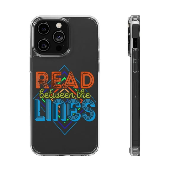 DistinctInk Clear Hybrid Case for Apple iPhone 15 Pro Max (6.7" Screen) - Read Between The Lines - Shockproof Protection