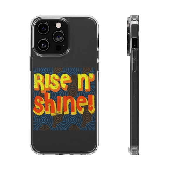 DistinctInk Clear Hybrid Case for Apple iPhone 15 Pro Max (6.7" Screen) - Rise N' Shine - Wireless Charging Compatible