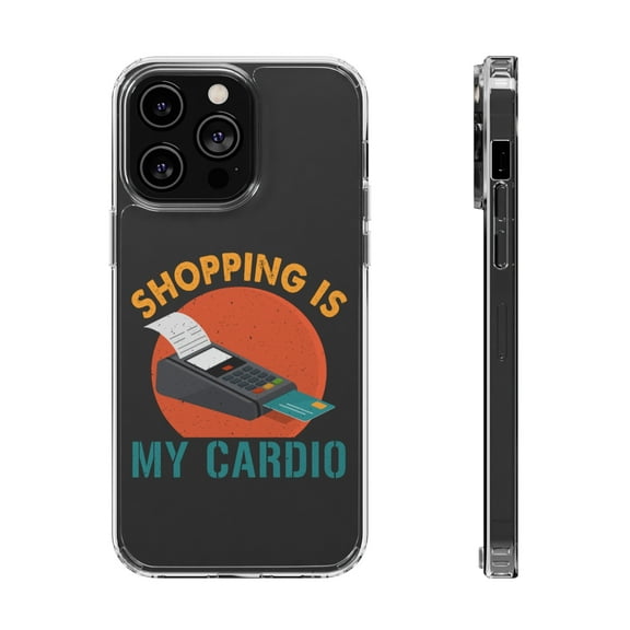 DistinctInk Clear Hybrid Case for Apple iPhone 15 Pro Max (6.7" Screen) - Shopping My Cardio - Shockproof Protection