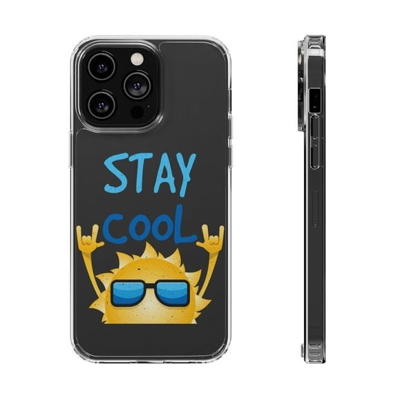 DistinctInk Clear Hybrid Case for Apple iPhone 15 Pro Max (6.7" Screen) - Stay Cool - Raised Bezel Screen Guard