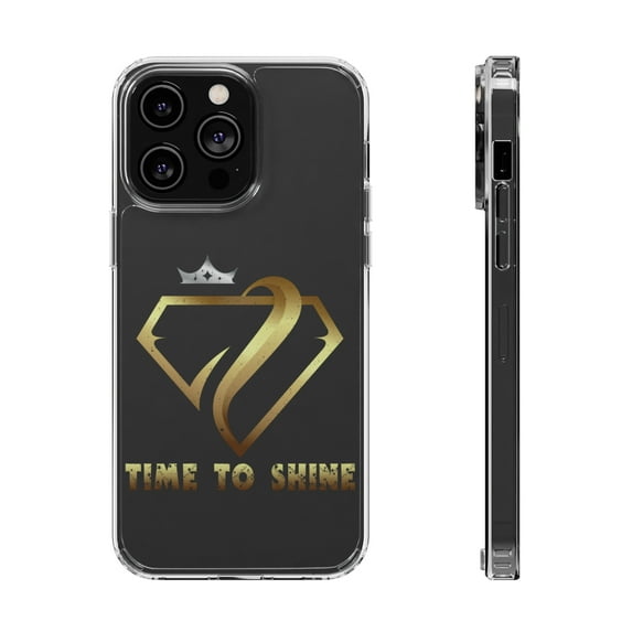 DistinctInk Clear Hybrid Case for Apple iPhone 15 Pro Max (6.7" Screen) - Time To Shine - Slim Profile Design