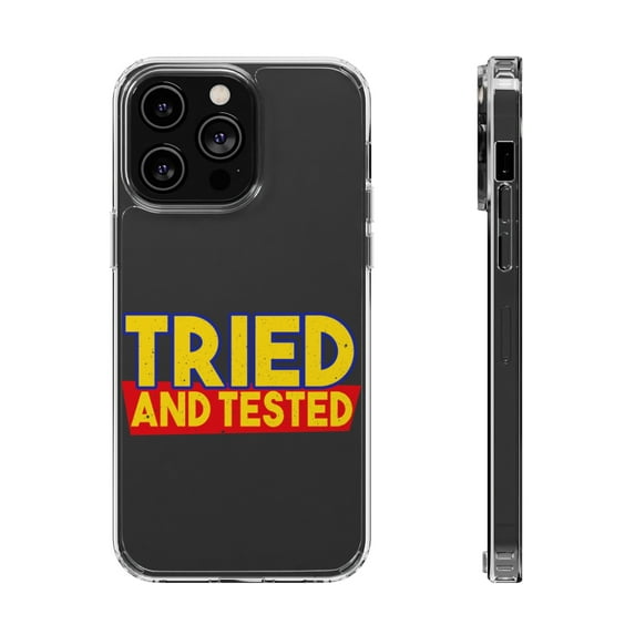 DistinctInk Clear Hybrid Case for Apple iPhone 15 Pro Max (6.7" Screen) - Tried And Tested - Lightweight Grip