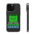 thumbnail image 1 of DistinctInk Clear Case for Apple iPhone 15 Pro MAX (6.7" Screen) - Work Hard Shop Harder, 1 of 9