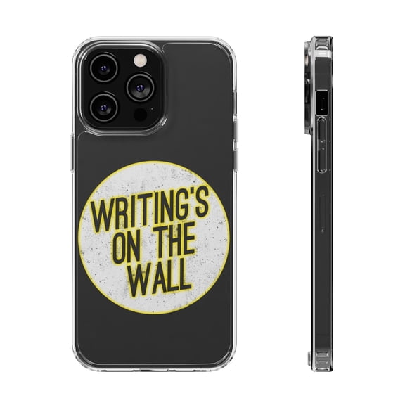 DistinctInk Clear Hybrid Case for Apple iPhone 15 Pro Max (6.7" Screen) - Writing's On The Wall - Slim Profile Design