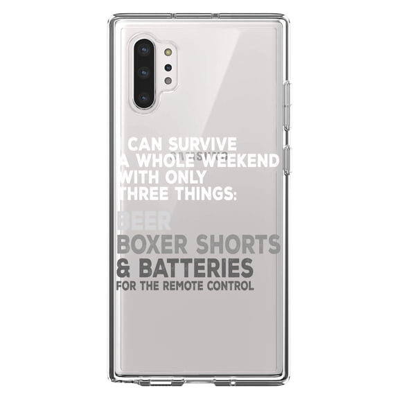 DistinctInk Clear Shockproof Hybrid Case for Galaxy Note 10 PLUS (6.8" Screen) - TPU Bumper Acrylic Back Tempered Glass Screen Protector - Can Survive with Only Beer Boxers Batteries