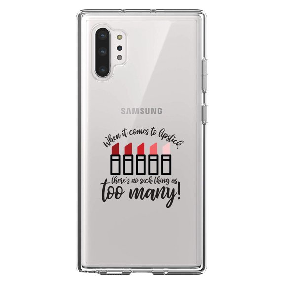 DistinctInk Clear Shockproof Hybrid Case for Galaxy Note 10 PLUS (6.8" Screen) - TPU Bumper Acrylic Back Tempered Glass Screen Protector - When It Comes to Lipstick, Never Too Many Red