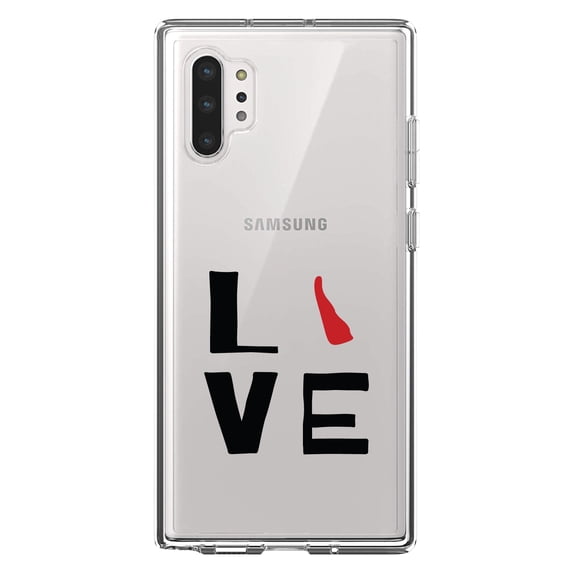 DistinctInk Clear Shockproof Hybrid Case for Galaxy Note 10 PLUS (6.8" Screen) - TPU Bumper Acrylic Back Tempered Glass Screen Protector - Delaware - Love Red & Black