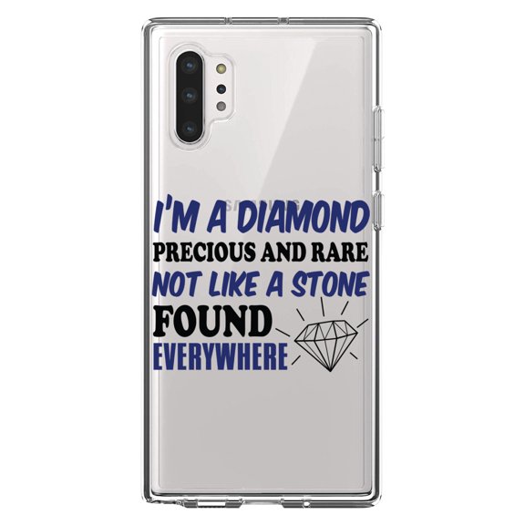 DistinctInk Clear Shockproof Hybrid Case for Galaxy Note 10 PLUS (6.8" Screen) - TPU Bumper Acrylic Back Tempered Glass Screen Protector - I'm a Diamond Precious Rare Not Everywhere