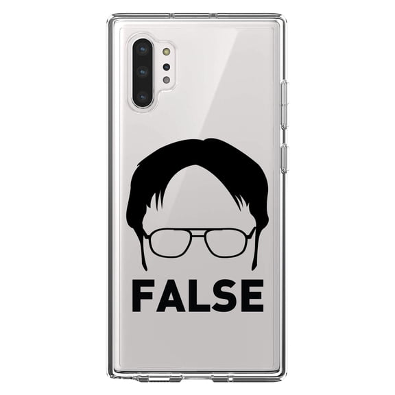 DistinctInk Clear Shockproof Hybrid Case for Galaxy Note 10 PLUS (6.8" Screen) - TPU Bumper Acrylic Back Tempered Glass Screen Protector - Dwight Silhouette - FALSE