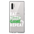 thumbnail image 1 of DistinctInk Clear Shockproof Hybrid Case for Galaxy Note 10 PLUS (6.8" Screen) - TPU Bumper Acrylic Back Tempered Glass Screen Protector - Eat Game Repeat - Video Games Gamer, 1 of 1