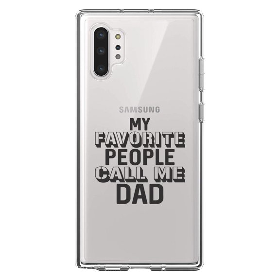 DistinctInk Clear Shockproof Hybrid Case for Galaxy Note 10 PLUS (6.8" Screen) - TPU Bumper Acrylic Back Tempered Glass Screen Protector - My Favorite People Call Me Dad