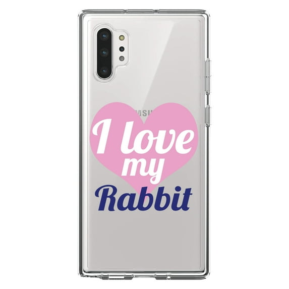 DistinctInk Clear Shockproof Hybrid Case for Galaxy Note 10 PLUS (6.8" Screen) - TPU Bumper Acrylic Back Tempered Glass Screen Protector - I Love My Rabbit