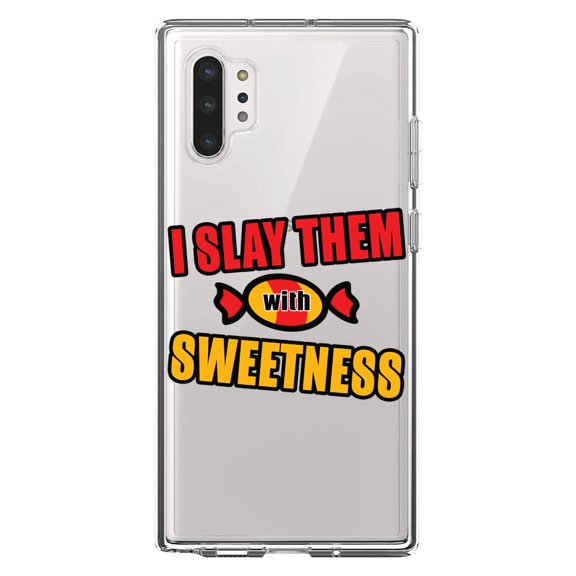 DistinctInk Clear Shockproof Hybrid Case for Galaxy Note 10 PLUS (6.8" Screen) - TPU Bumper Acrylic Back Tempered Glass Screen Protector - I Slay Them With Sweetness