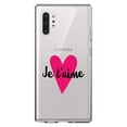 thumbnail image 1 of DistinctInk Clear Shockproof Hybrid Case for Galaxy Note 10 PLUS (6.8" Screen) - TPU Bumper Acrylic Back Tempered Glass Screen Protector - Je T'Aime - Pink Heart, 1 of 1