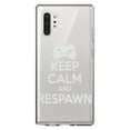 thumbnail image 1 of DistinctInk Clear Shockproof Hybrid Case for Galaxy Note 10 PLUS (6.8" Screen) - TPU Bumper Acrylic Back Tempered Glass Screen Protector - Keep Calm and Respawn Gamer Video Games, 1 of 1