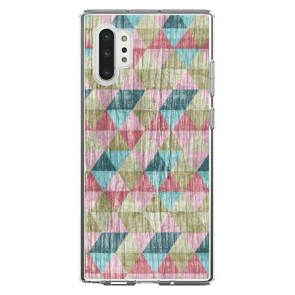 DistinctInk Clear Shockproof Hybrid Case for Galaxy Note 10 PLUS (6.8" Screen) - TPU Bumper, Acrylic Back, Tempered Glass Screen Protector - Multi Color Rainbow Wood Print - Printed Wood Image