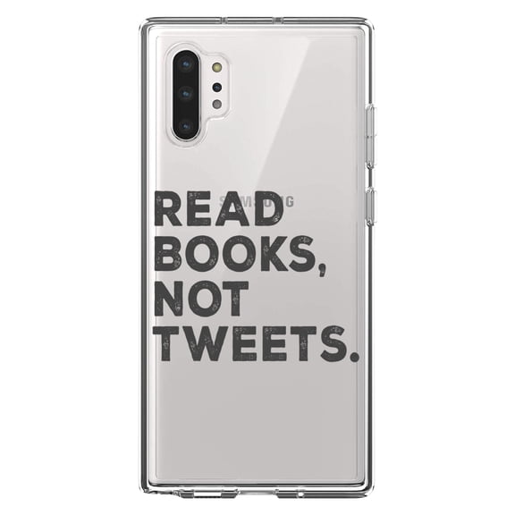 DistinctInk Clear Shockproof Hybrid Case for Galaxy Note 10 PLUS (6.8" Screen) - TPU Bumper Acrylic Back Tempered Glass Screen Protector - Read Books, Not Tweets