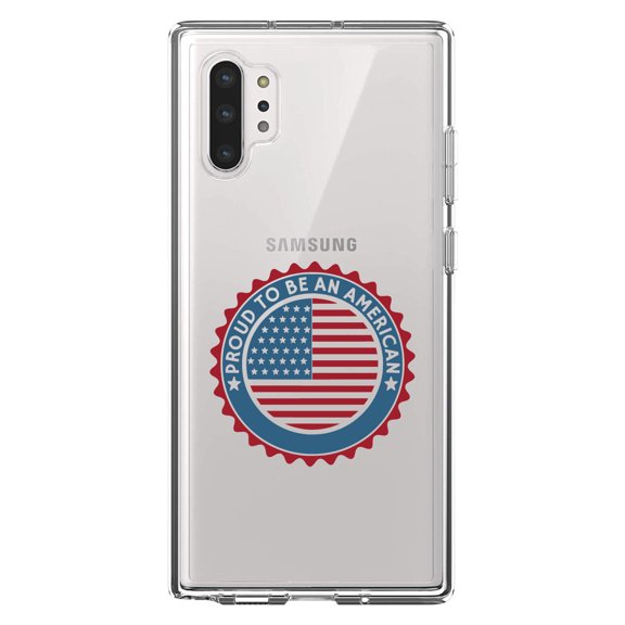 DistinctInk Clear Shockproof Hybrid Case for Galaxy Note 10 PLUS (6.8" Screen) - TPU Bumper Acrylic Back Tempered Glass Screen Protector - USA Seal - Proud to be an American
