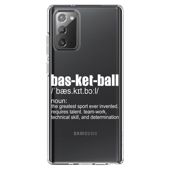 DistinctInk Clear Shockproof Hybrid Case for Galaxy Note 20 ULTRA (6.9" Screen) - TPU Bumper Acrylic Back Tempered Glass Screen Protector - Basketball Definition Greatest Sport