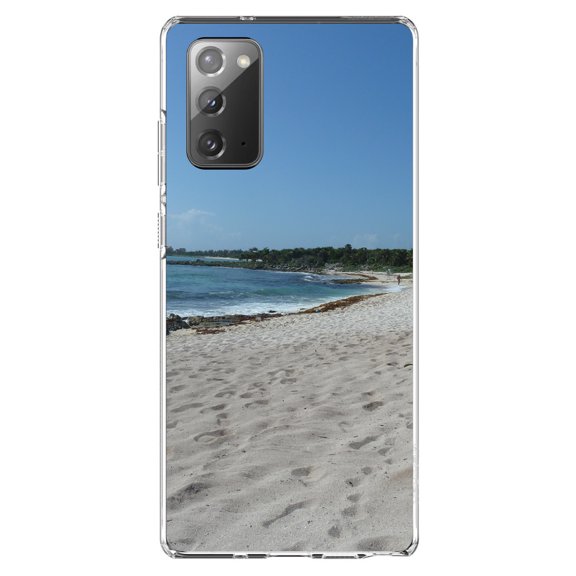 DistinctInk Clear Shockproof Hybrid Case for Galaxy Note 20 ULTRA (6.9" Screen) - TPU Bumper, Acrylic Back, Tempered Glass Screen Protector - Beach Scene Akumal Mexico